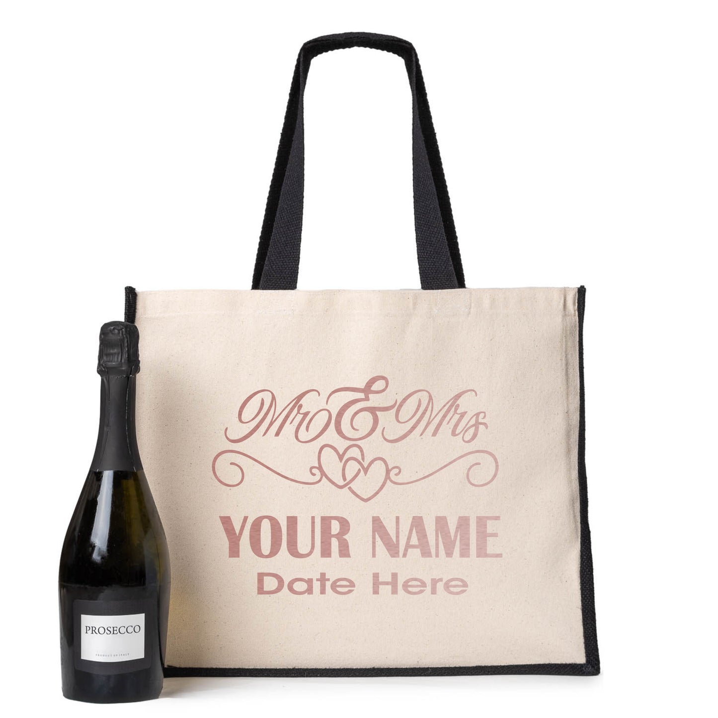 Customised Canvas Tote Bag Mr & Mrs Wedding Gift Add Your Surname & Date