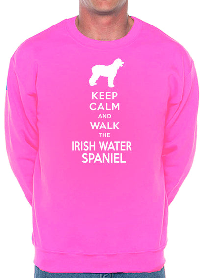 Keep Calm & Walk Irish Water Spaniel Dog Lover Unisex Sweatshirt