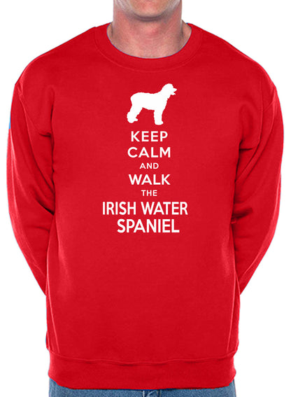 Keep Calm & Walk Irish Water Spaniel Dog Lover Unisex Sweatshirt