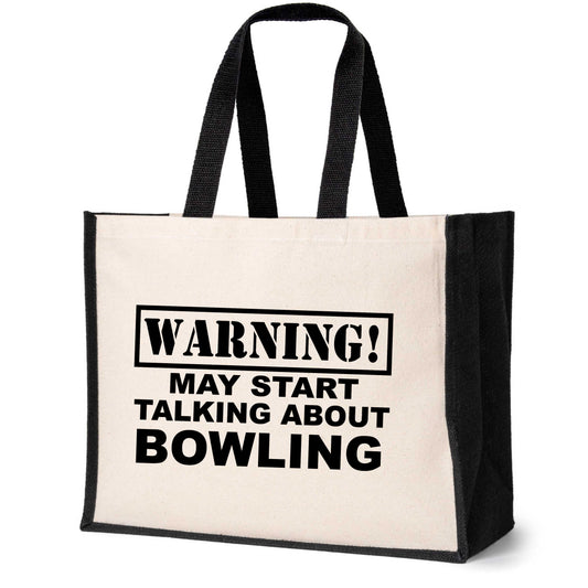 Warning May Talk About Bowling Tote Bag Crown Green Ladies Canvas Shopper