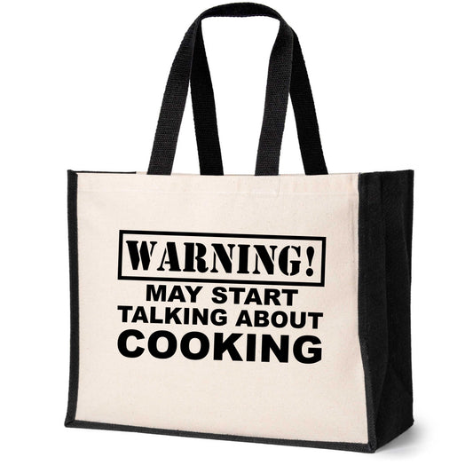 Warning May Talk About Cooking Tote Bag Ladies Canvas Shopper