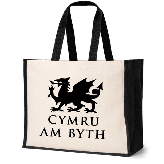 Cymru Am Byth Welsh Dragon Tote Bag Wales Ladies Canvas Shopper