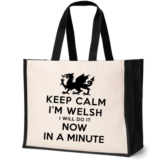 Keep Calm I'm Welsh Tote Bag Wales Lover Ladies Canvas Shopper