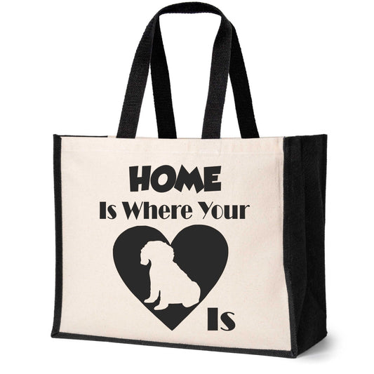 Home Is Where The Cavapoo Is Tote Bag Dog Lovers Ladies Canvas Shopper