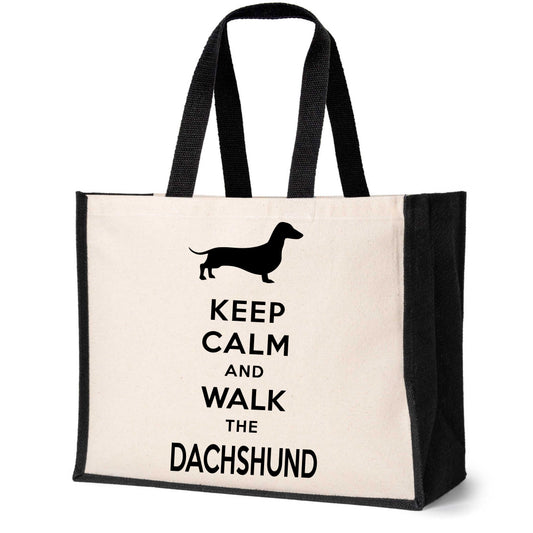 Keep Calm & Walk Dachshund Tote Bag Dog Lovers Ladies Canvas Shopper