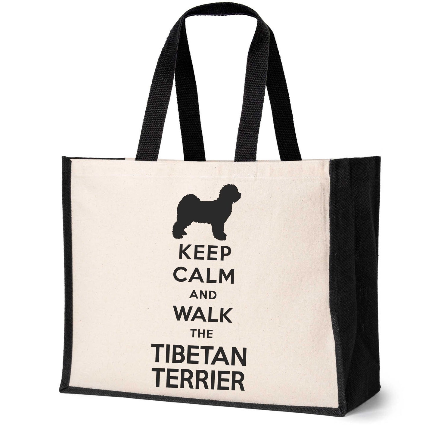 Keep Calm & Walk Tibetan Terrier Tote Bag Dog Lovers Ladies Canvas Shopper