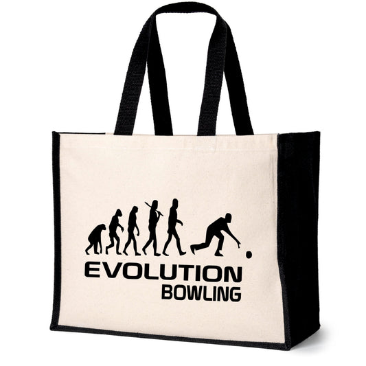 Evolution Of Bowling Tote Bag Crown Green Bowls Gift Ladies Canvas Shopper