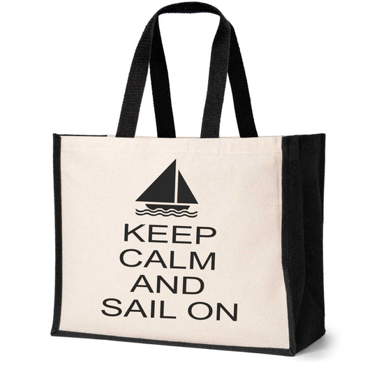 Keep Calm & Sail On Tote Bag Birthday Sailing Gift For Ladies Canvas Shopper