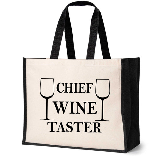 Chief Wine Taster Tote Bag Birthday Ladies Canvas Shopper