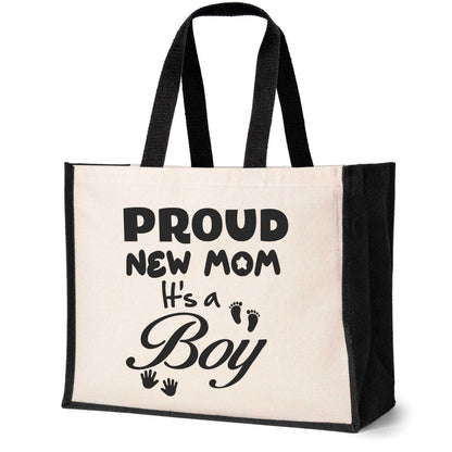 Proud New Mom It's A Boy Tote Bag New Baby Ladies Canvas Shopper