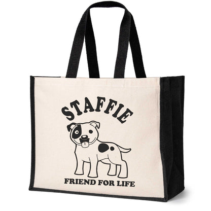 Staffie Tote Bag Dog Lovers Gift Ladies Canvas Shopper