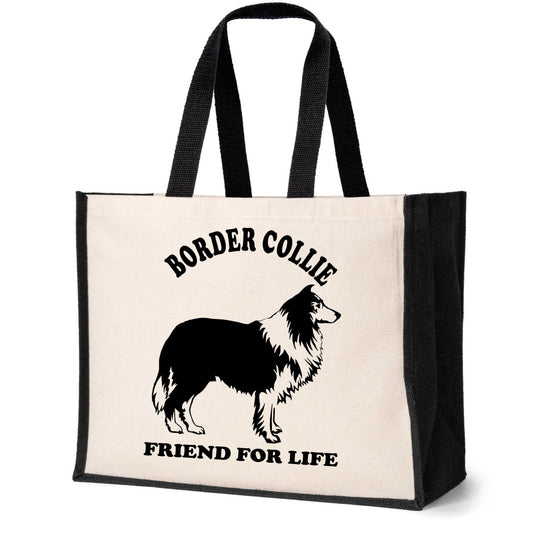 Border Collie Tote Bag Dog Lovers Birthday Gift Ladies Canvas Shopper