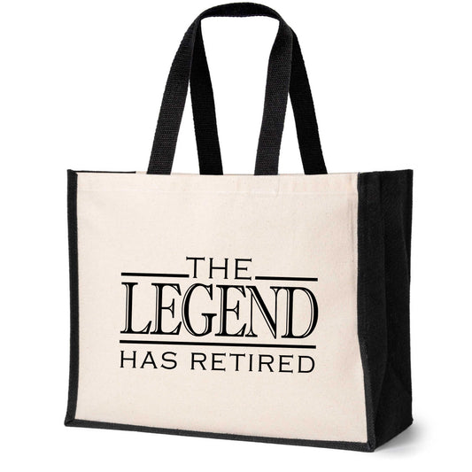 The Legend Has Retired Tote Bag Retirement Birthday Ladies Canvas Shopper