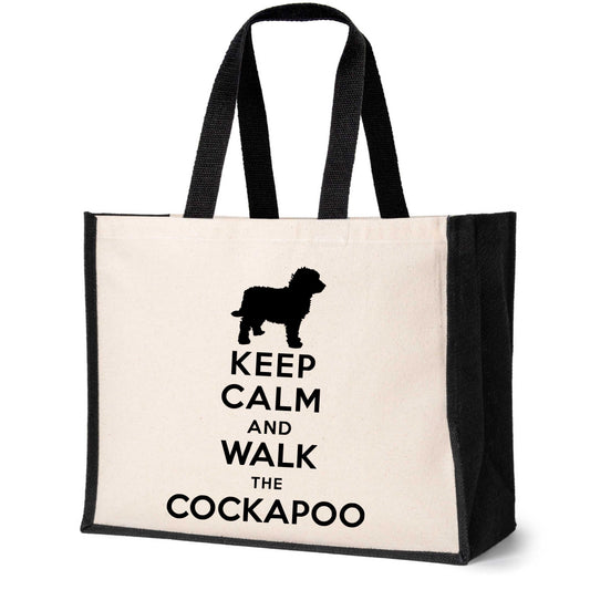 Keep Calm & Walk The Cockapoo Tote Bag Dog Lovers Ladies Canvas Shopper
