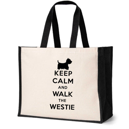 Keep Calm & Walk The Westie Tote Bag Dog Lovers Ladies Canvas Shopper