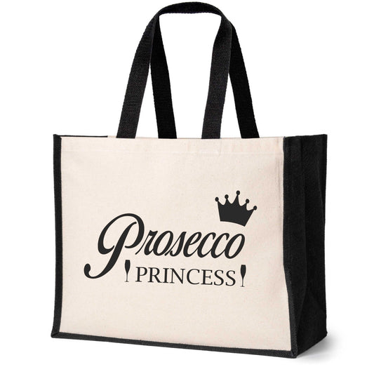 Prosecco Princess Tote Bag Birthday Funny Ladies Canvas Shopper