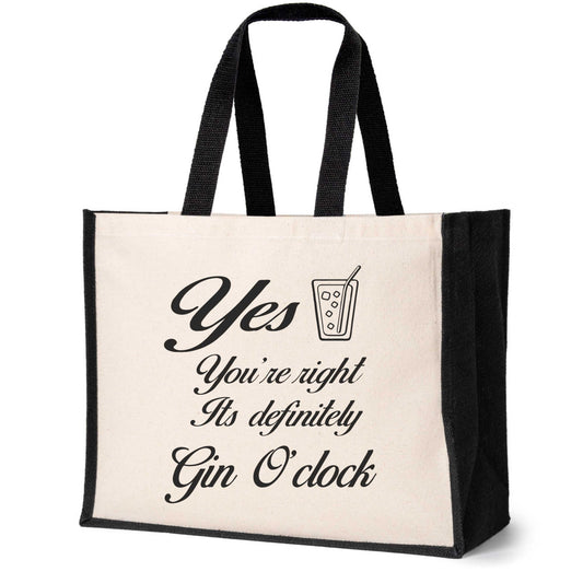 It's Gin 'O' Clock Tote Bag Birthday Funny Ladies Canvas Shopper