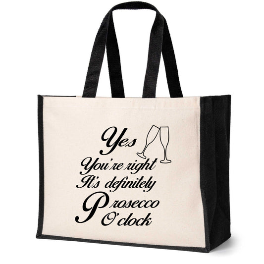 It's Prosecco 'O' Clock Tote Bag Birthday Funny Ladies Canvas Shopper