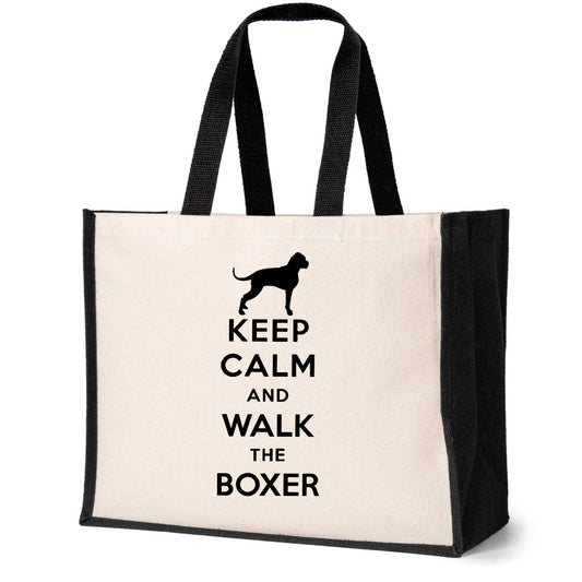 Keep Calm & Walk The Boxer Tote Bag Dog Lovers Ladies Canvas Shopper
