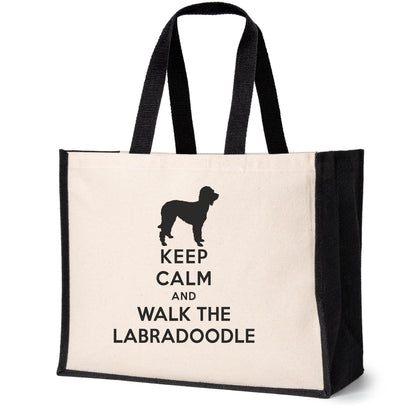 Keep Calm Walk The Labradoodle Tote Bag Gift Dog Lovers Ladies Canvas Shopper
