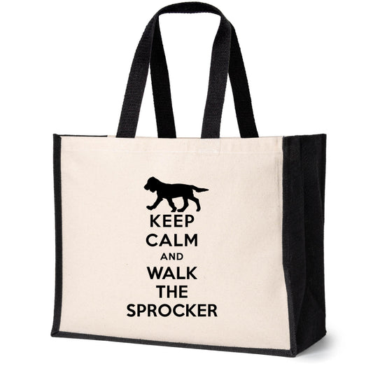 Keep Calm Walk The Sprocker Tote Bag Gift Dog Lovers Ladies Canvas Shopper
