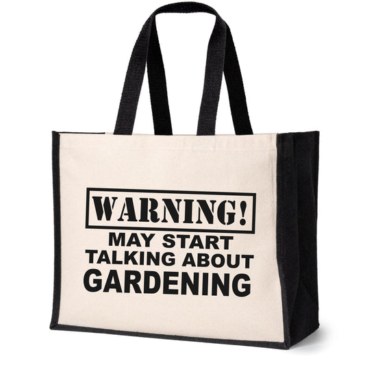 Warning May Talk About Gardening Tote Bag Gift Ladies Canvas Shopper