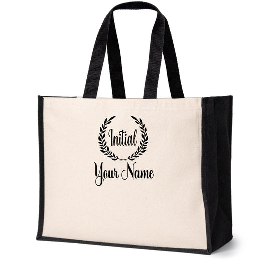 Personalised Tote Bag Beach Wedding Birthday Bridal Name Monogram Shopper