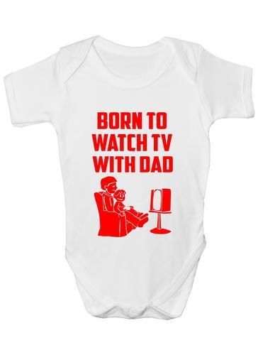 Born To Watch TV With Dad Baby Onesie Vest