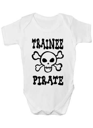 Trainee Pirate Skull and Crossbones Baby Onesie Vest