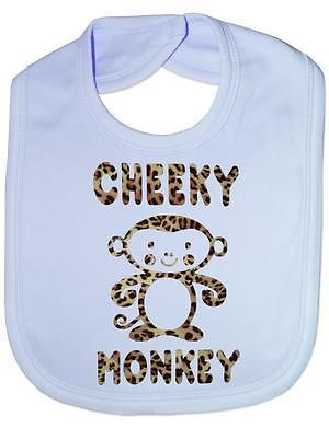 Cheeky Monkey In Animal Print Baby Bib
