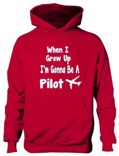 When I Grow Up Be Pilot Hoodie Girls Boys Kids