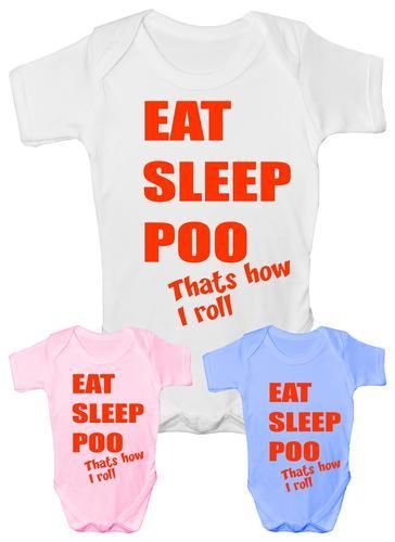 Eat Sleep Poo Funny Baby Onesie Vest Babygrow