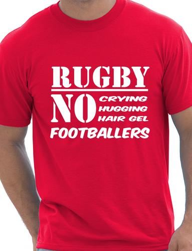 Funny Mens Rugby Shirt No Footballers T-Shirt