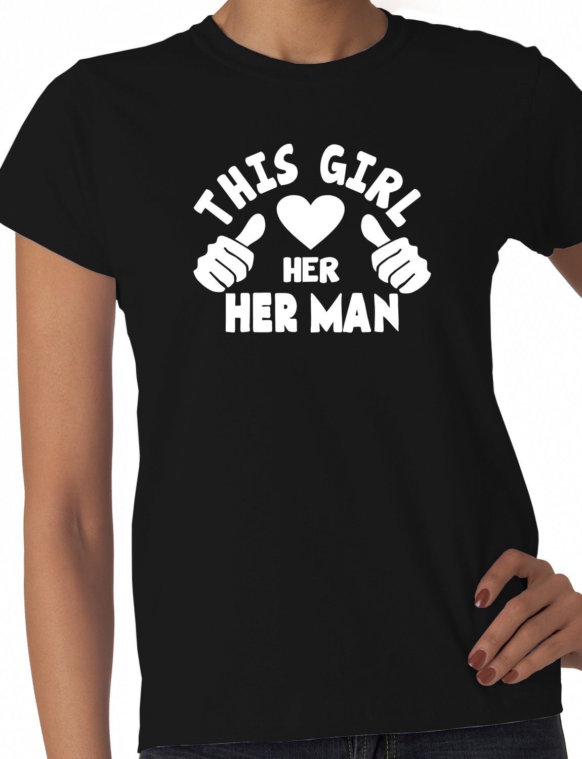 This Girl Loves Her Man Boyfriend Husband Ladies T-shirt