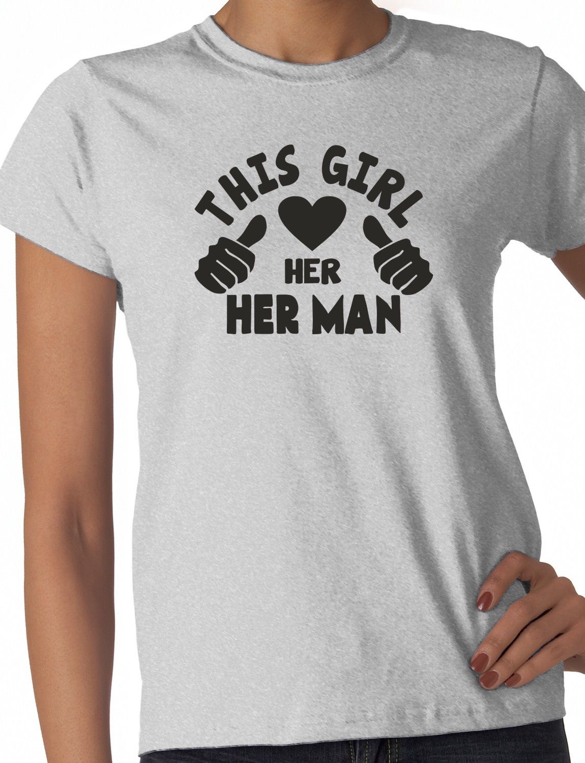 This Girl Loves Her Man Boyfriend Husband Ladies T-shirt