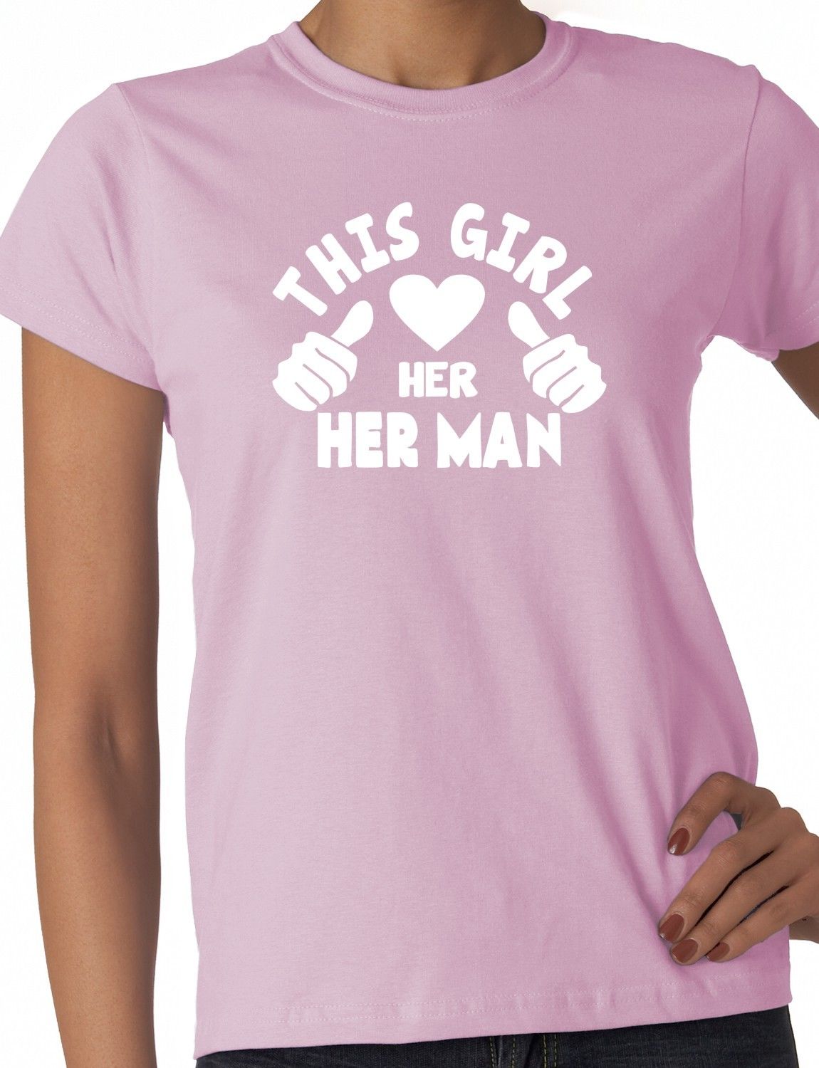 This Girl Loves Her Man Boyfriend Husband Ladies T-shirt