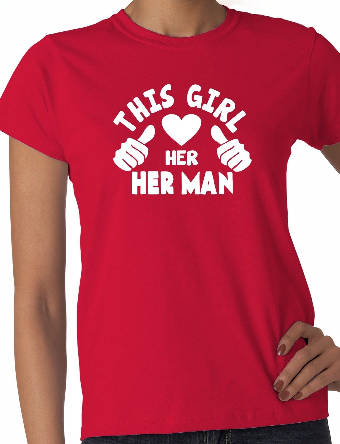 This Girl Loves Her Man Boyfriend Husband Ladies T-shirt