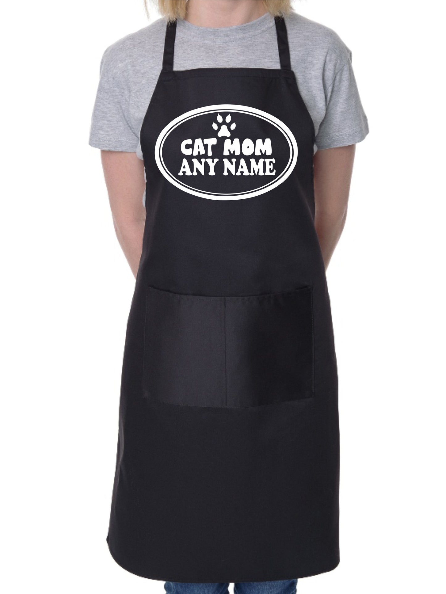 Cat Mom Apron Any Name Pet Lover Gift Adult Personalised BBQ Cat Lover