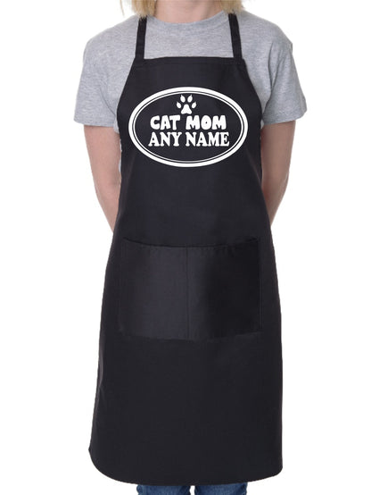 Cat Mom Apron Any Name Pet Lover Gift Adult Personalised BBQ Cat Lover