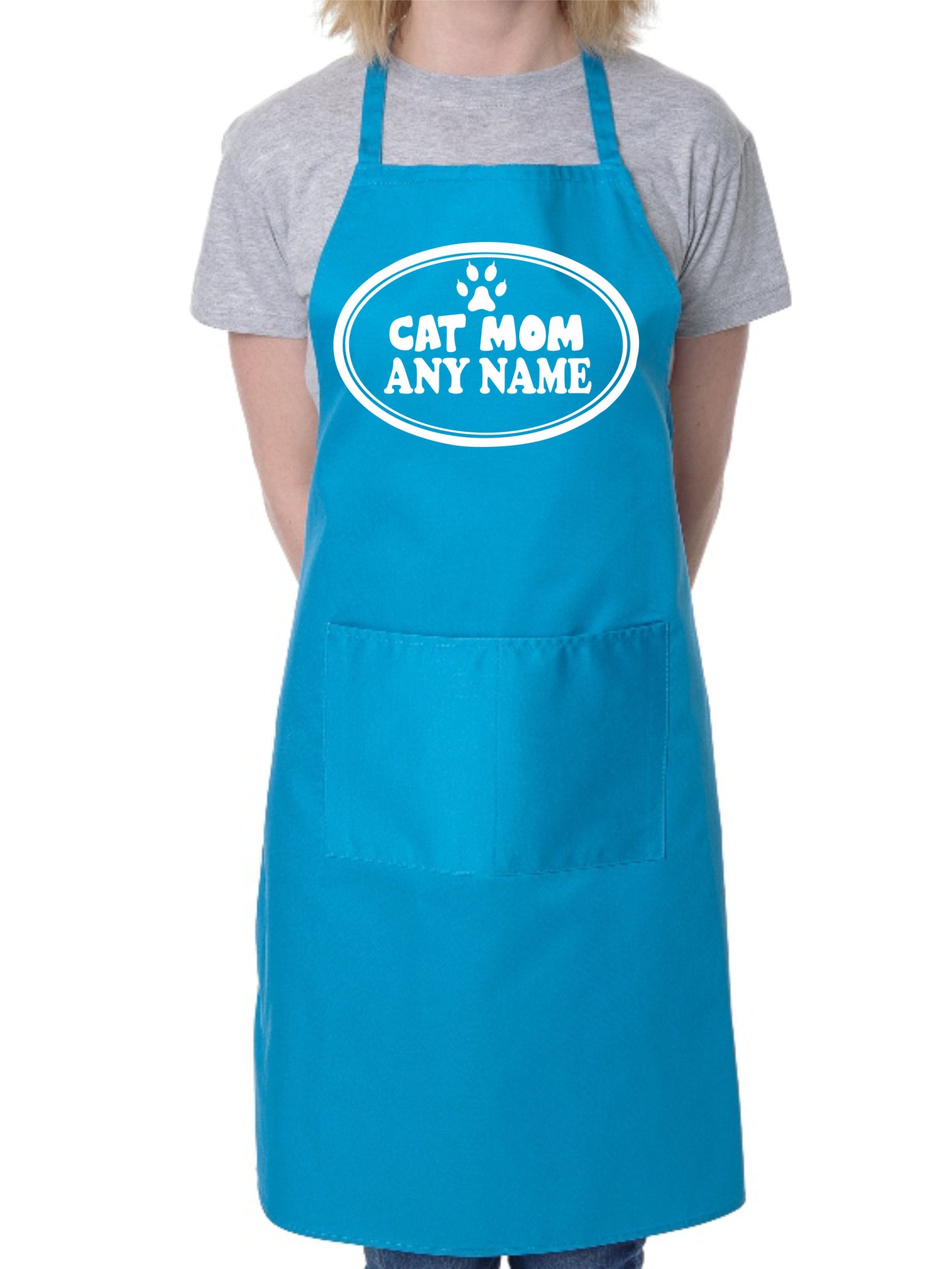 Cat Mom Apron Any Name Pet Lover Gift Adult Personalised BBQ Cat Lover
