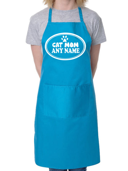 Cat Mom Apron Any Name Pet Lover Gift Adult Personalised BBQ Cat Lover