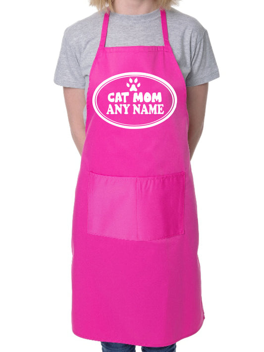 Cat Mom Apron Any Name Pet Lover Gift Adult Personalised BBQ Cat Lover