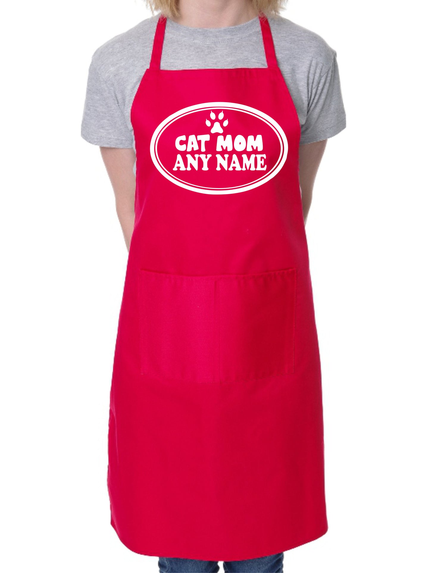 Cat Mom Apron Any Name Pet Lover Gift Adult Personalised BBQ Cat Lover